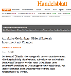 Alternative Geldanlage zu Öl Zertifikaten
